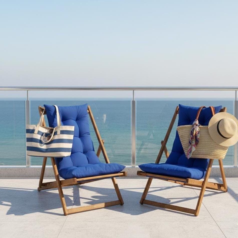 Minderli Ahşap Katlanır Plaj Sandalyesi