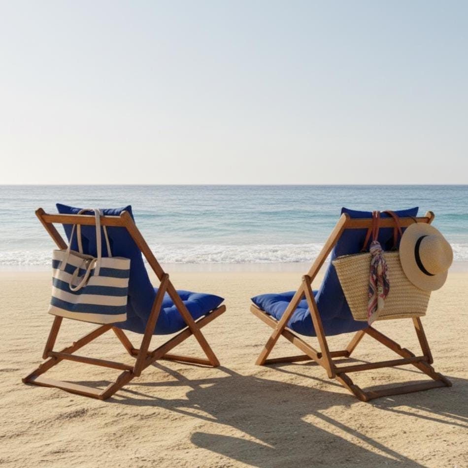 Minderli Ahşap Katlanır Plaj Sandalyesi