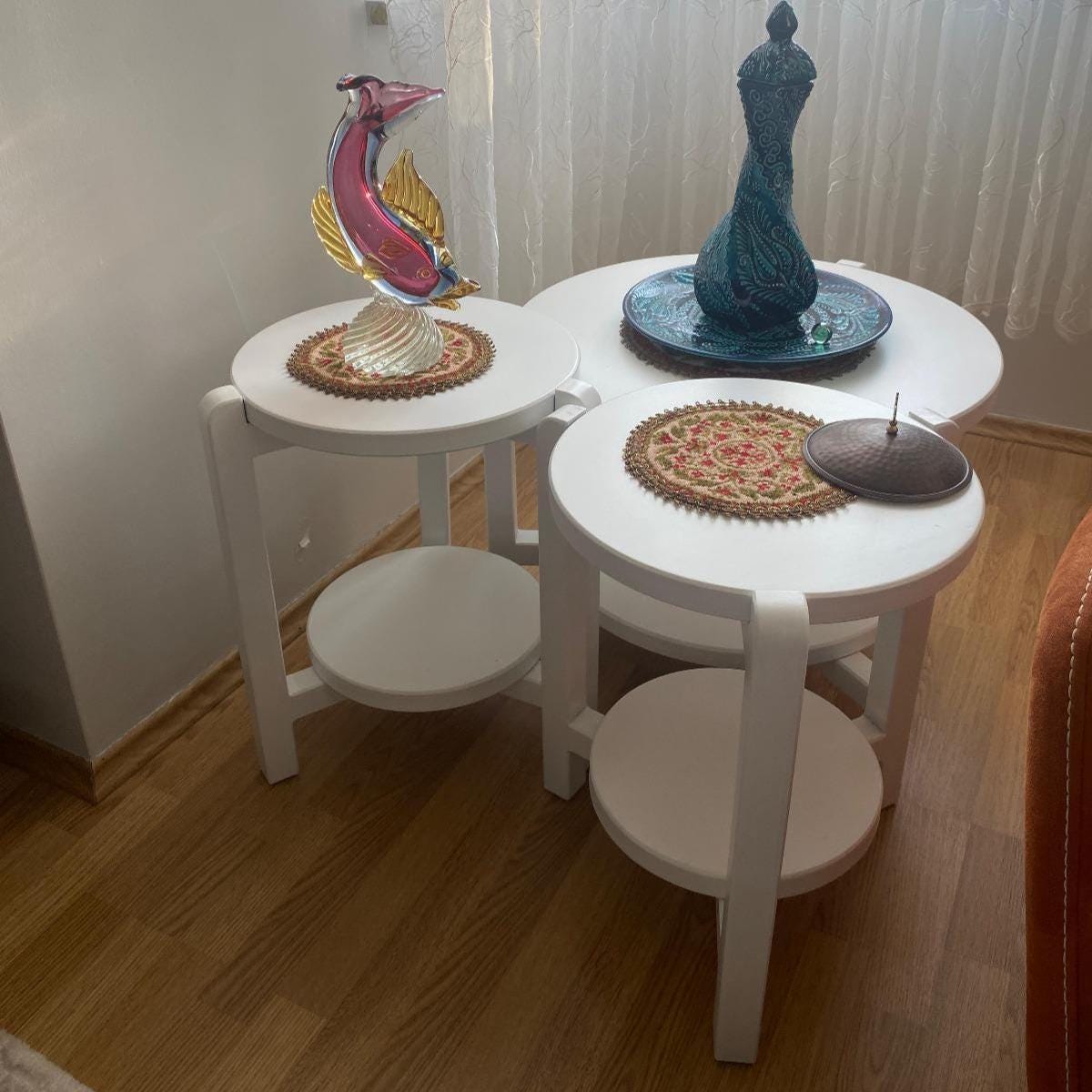 Yuvarlak Nesting Yan 2li Sehpa Seti