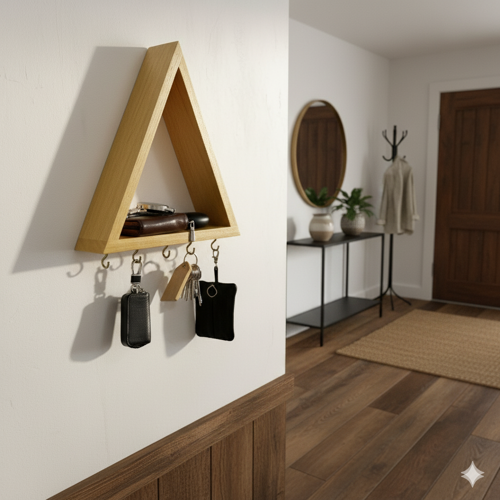 Duvar Tipi Ahşap Anahtarlık Askısı ve Organizatör