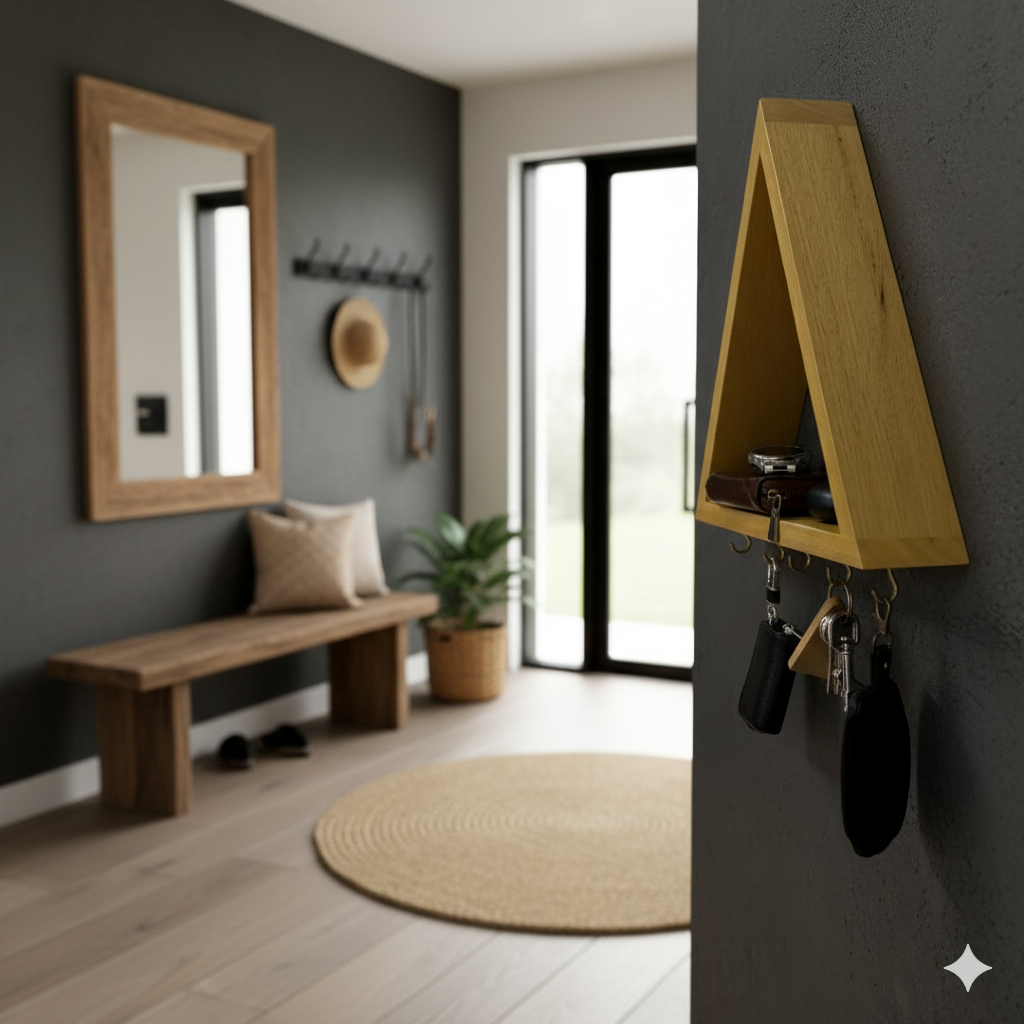 Duvar Tipi Ahşap Anahtarlık Askısı ve Organizatör