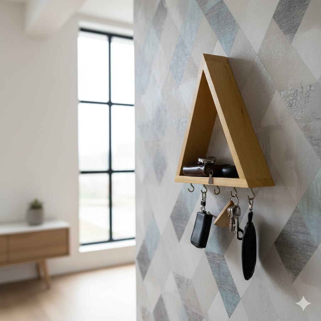 Duvar Tipi Ahşap Anahtarlık Askısı ve Organizatör