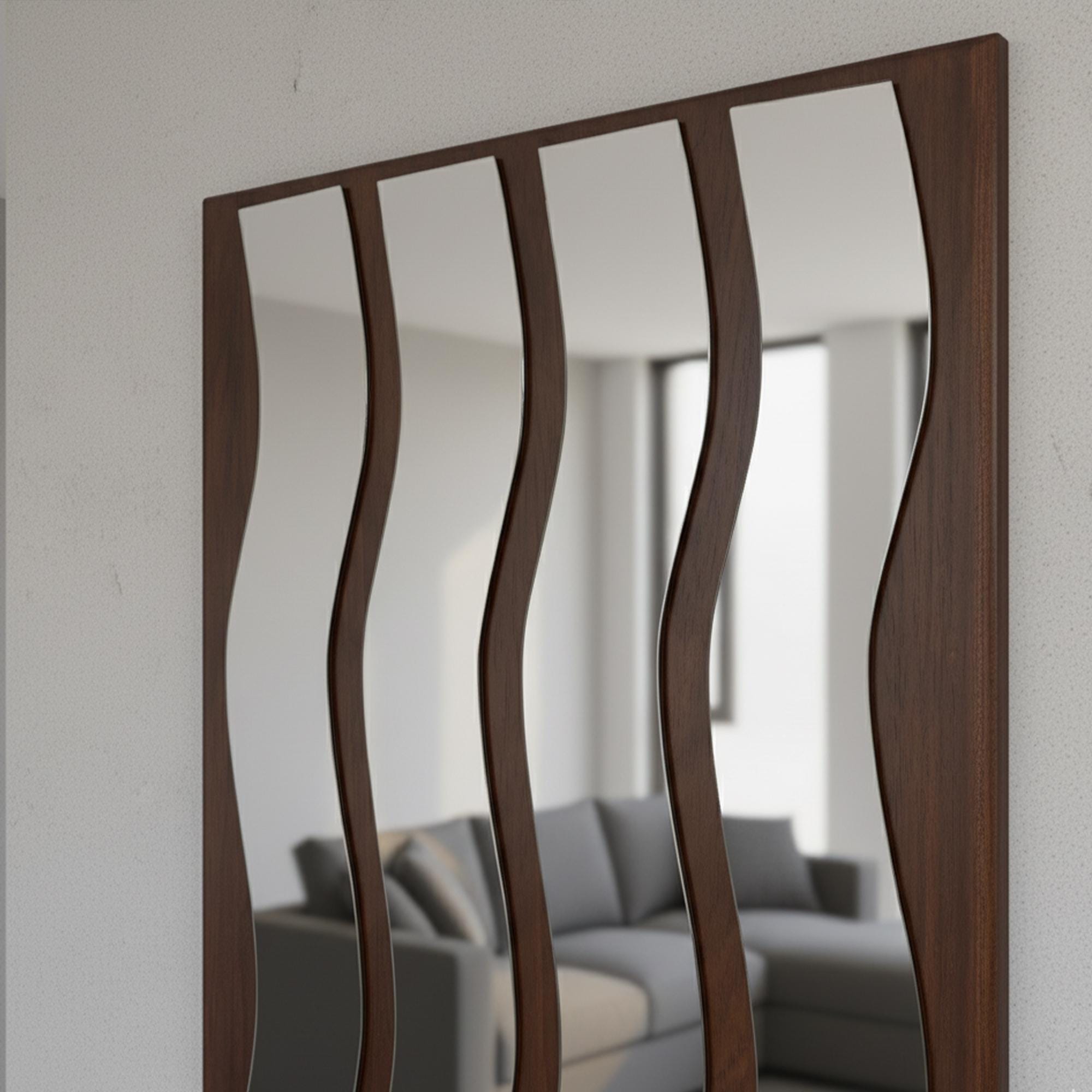 Dalga Formlu Ahşap Duvar Aynası