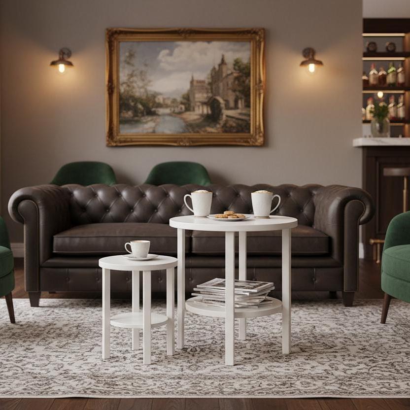 Yuvarlak Nesting Yan 2li Sehpa Seti