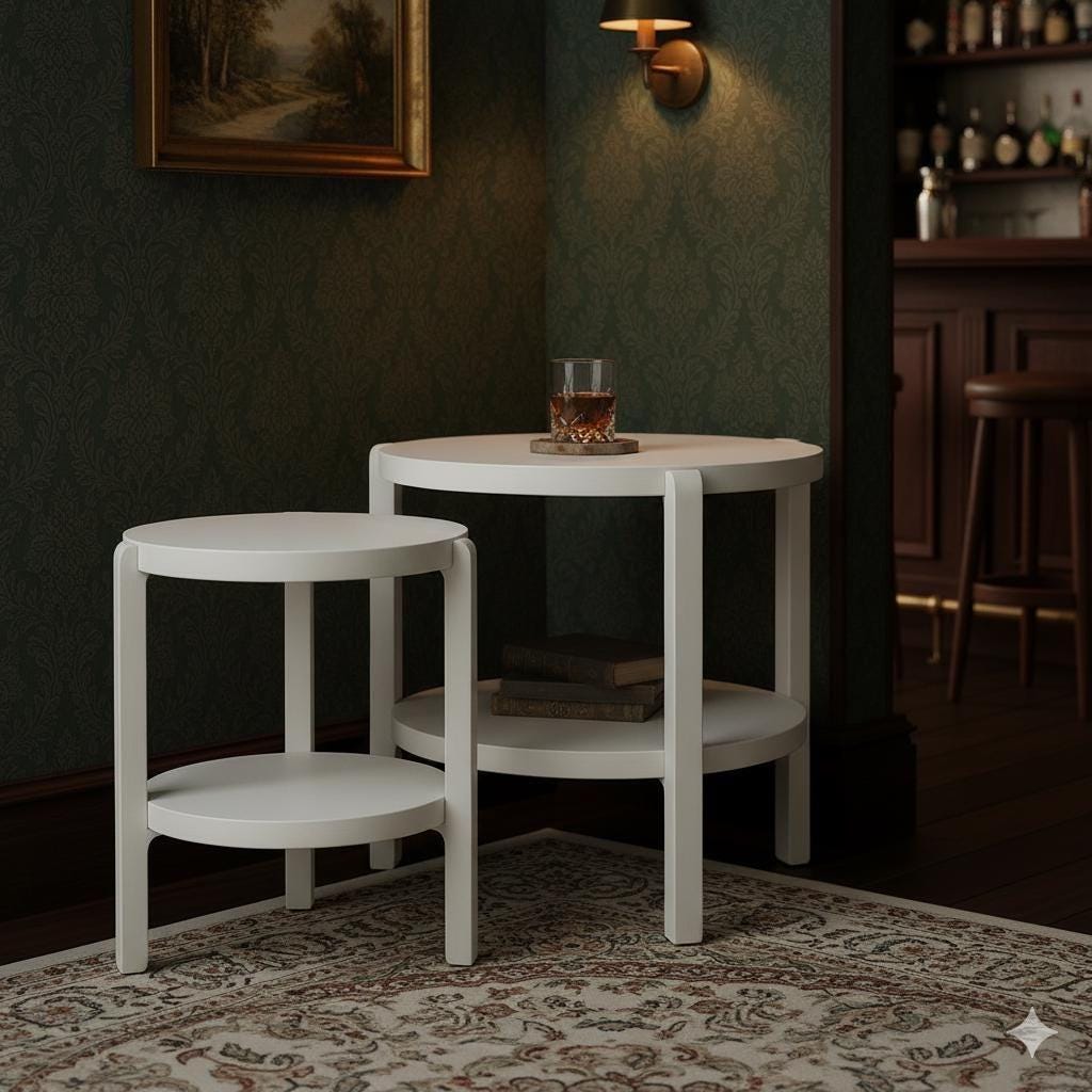 Yuvarlak Nesting Yan 2li Sehpa Seti