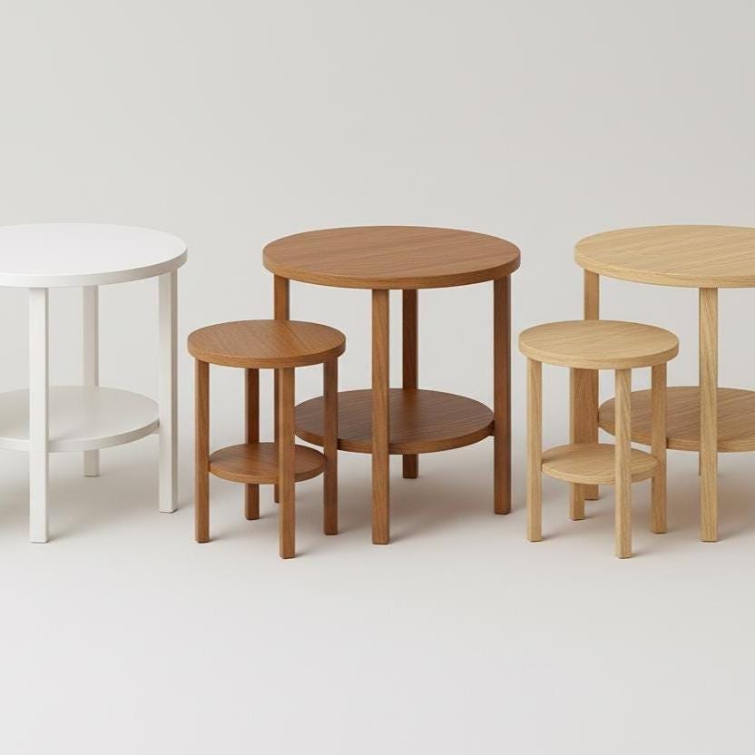 Yuvarlak Nesting Yan 2li Sehpa Seti